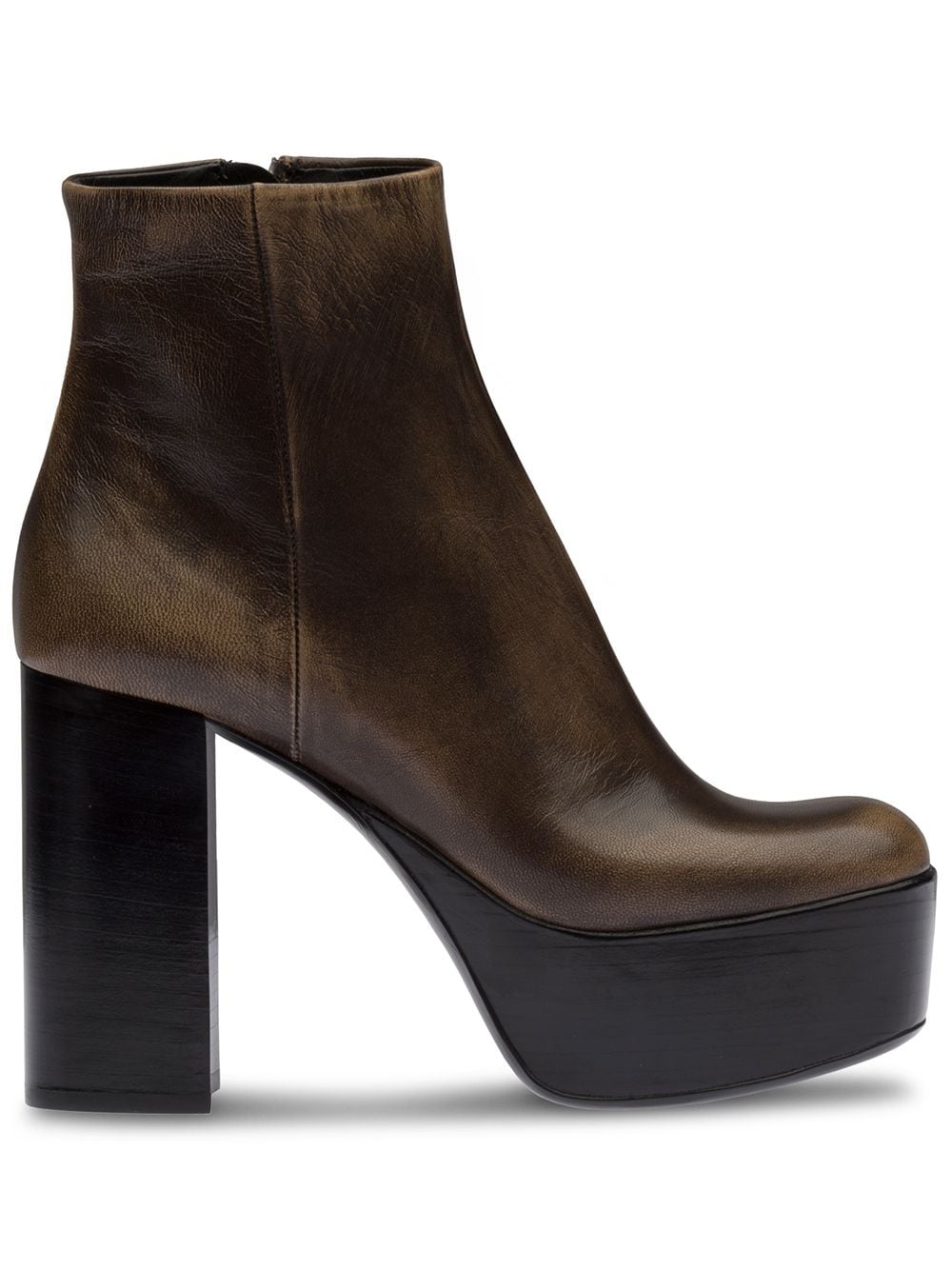 brown 110 leather platform ankle boots - 1