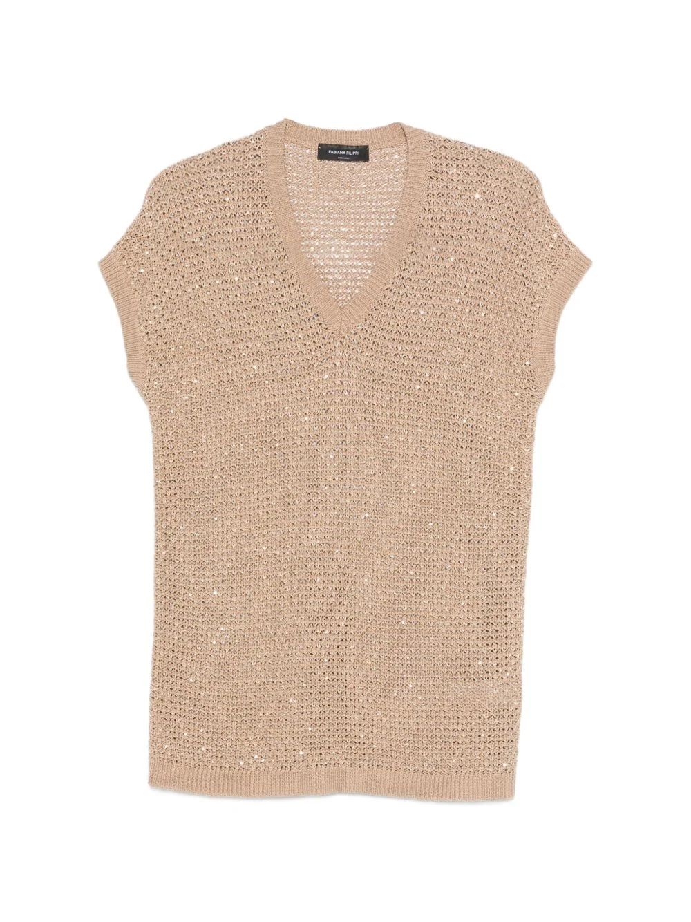 sequin-embellished V-neck vest - 1