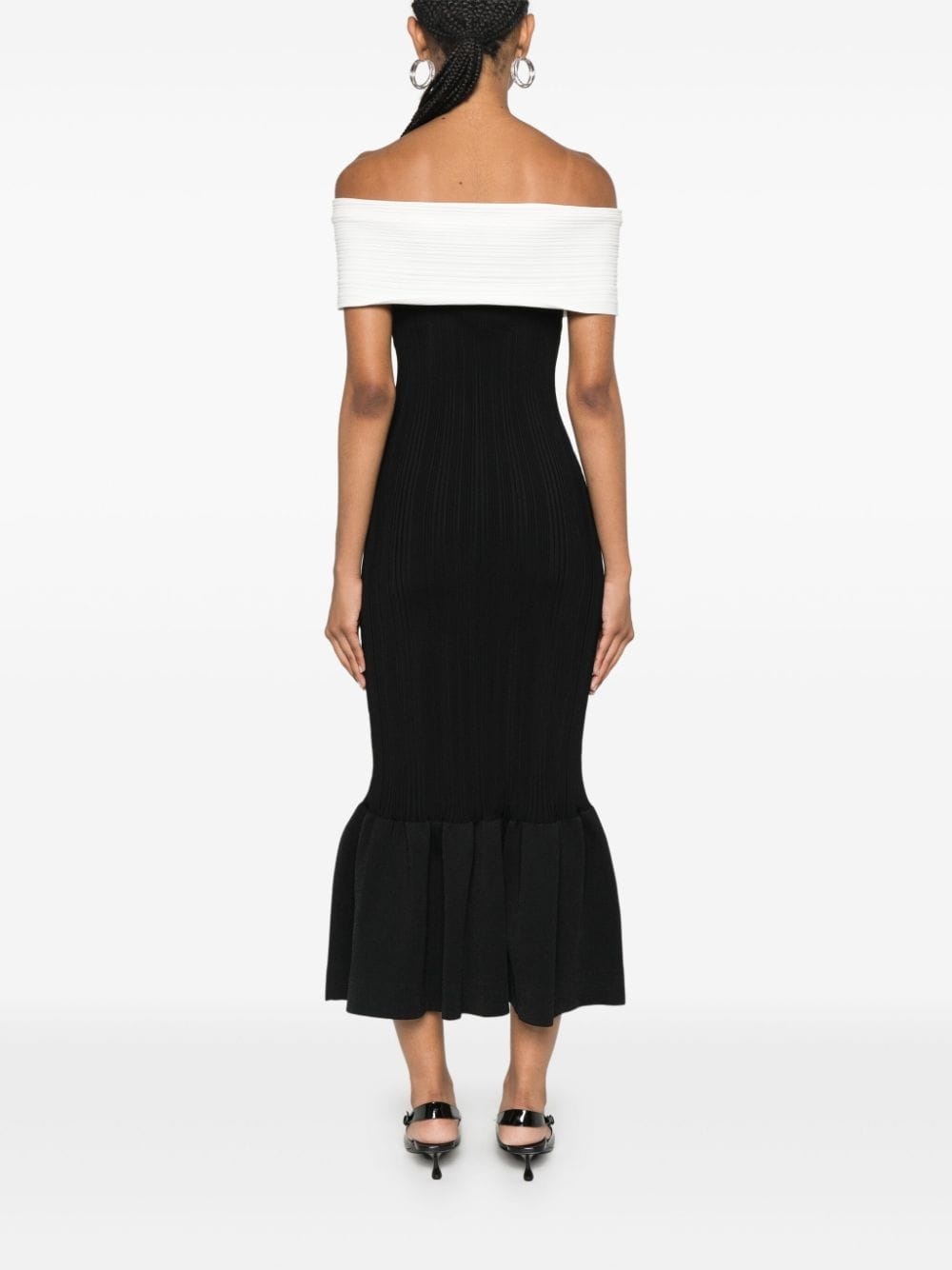 bow-detail ribbed midi dress - 4