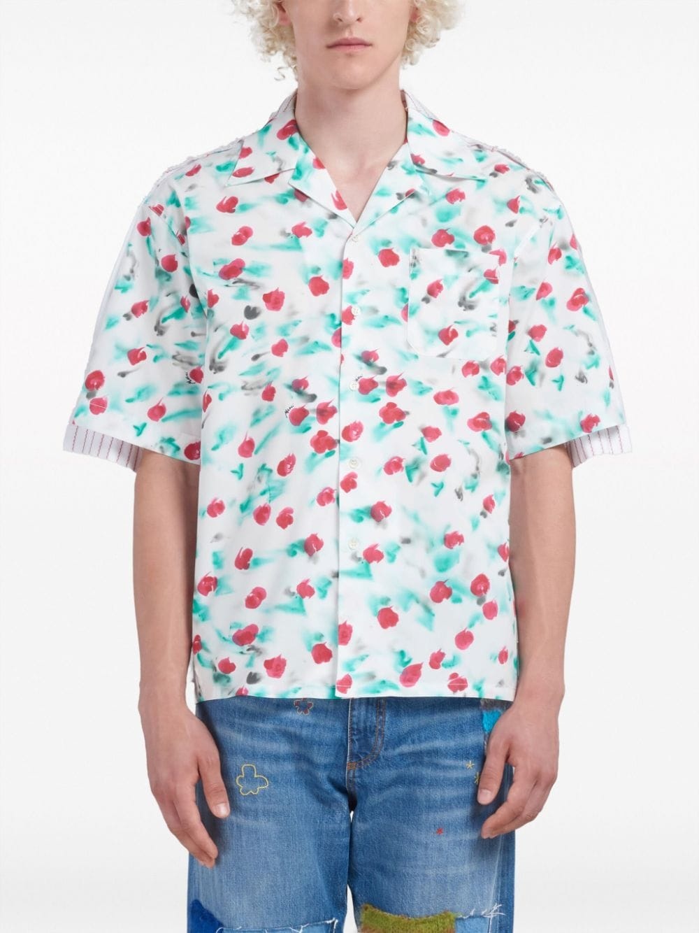 mix-print panelled shirt - 3