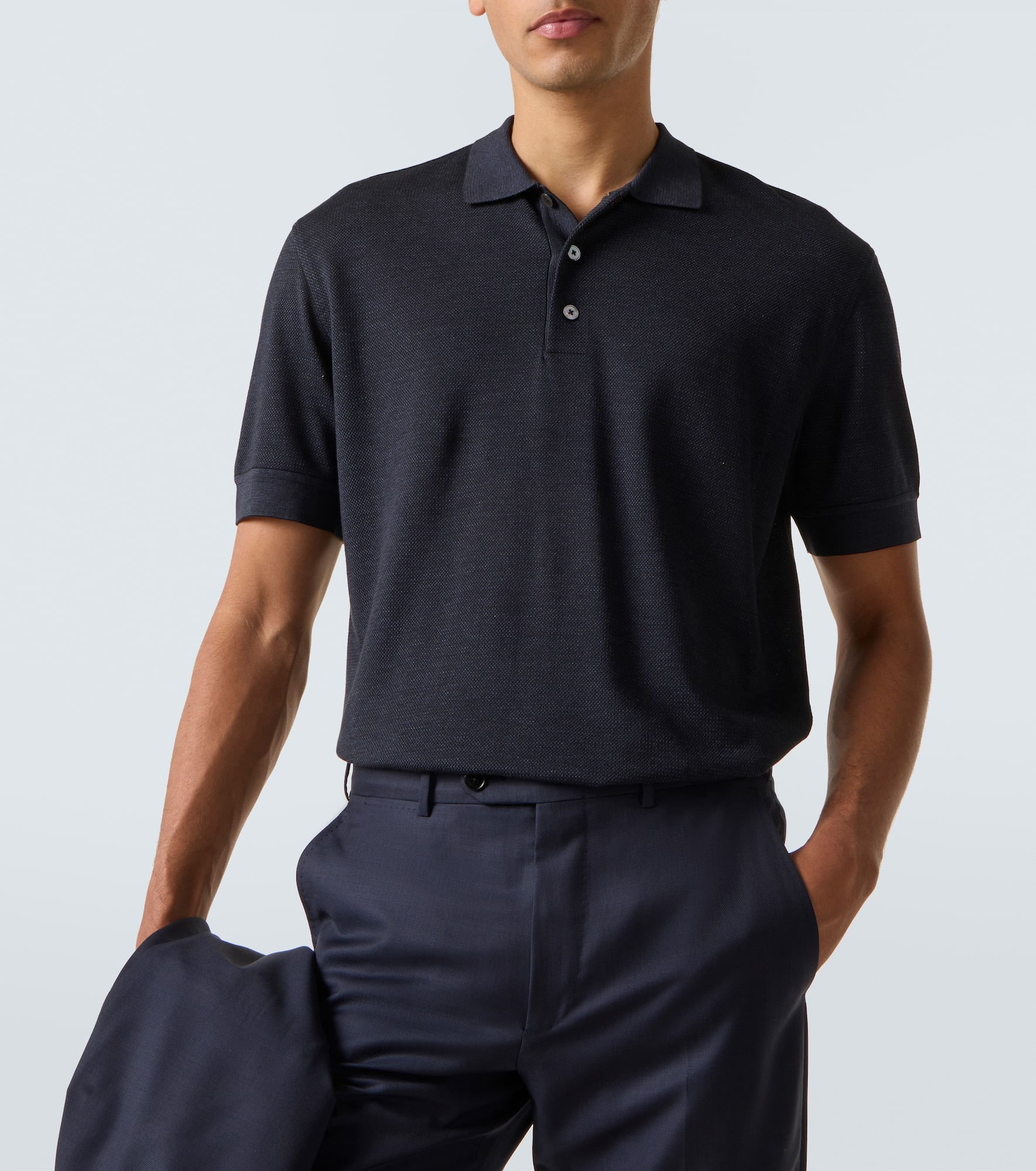 Cotton and silk polo shirt - 5