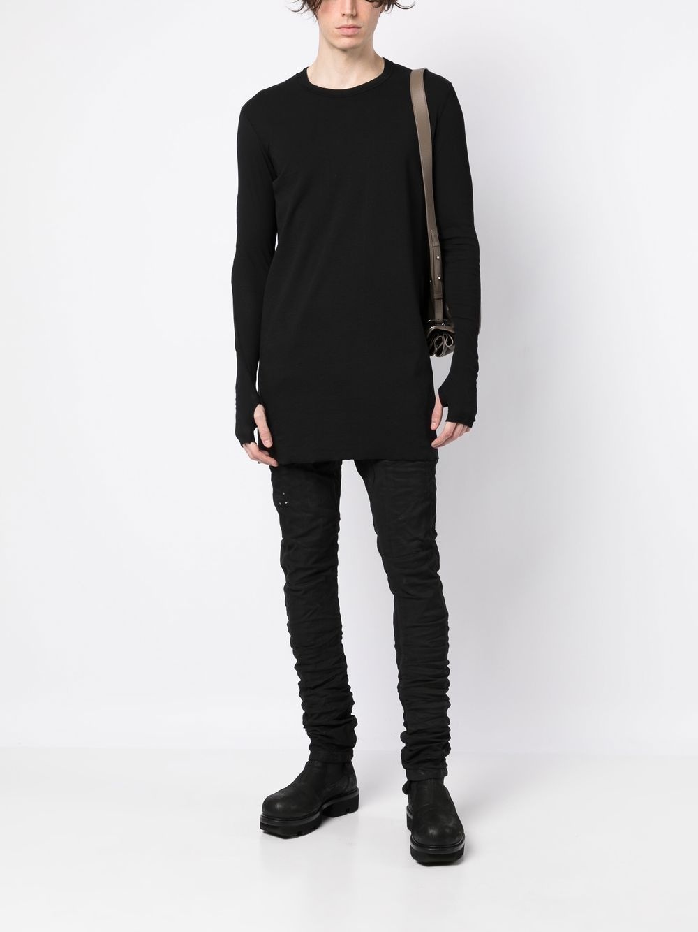 crew neck longline top - 2