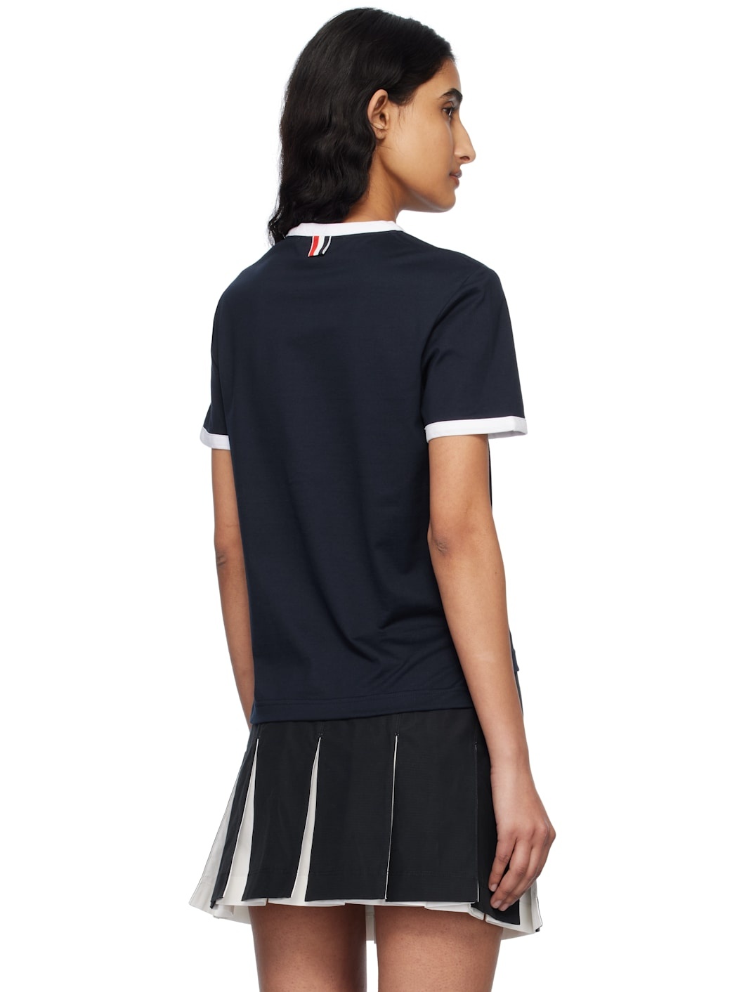 Navy RWB-Stripe Logo-Patch T-shirt - 3