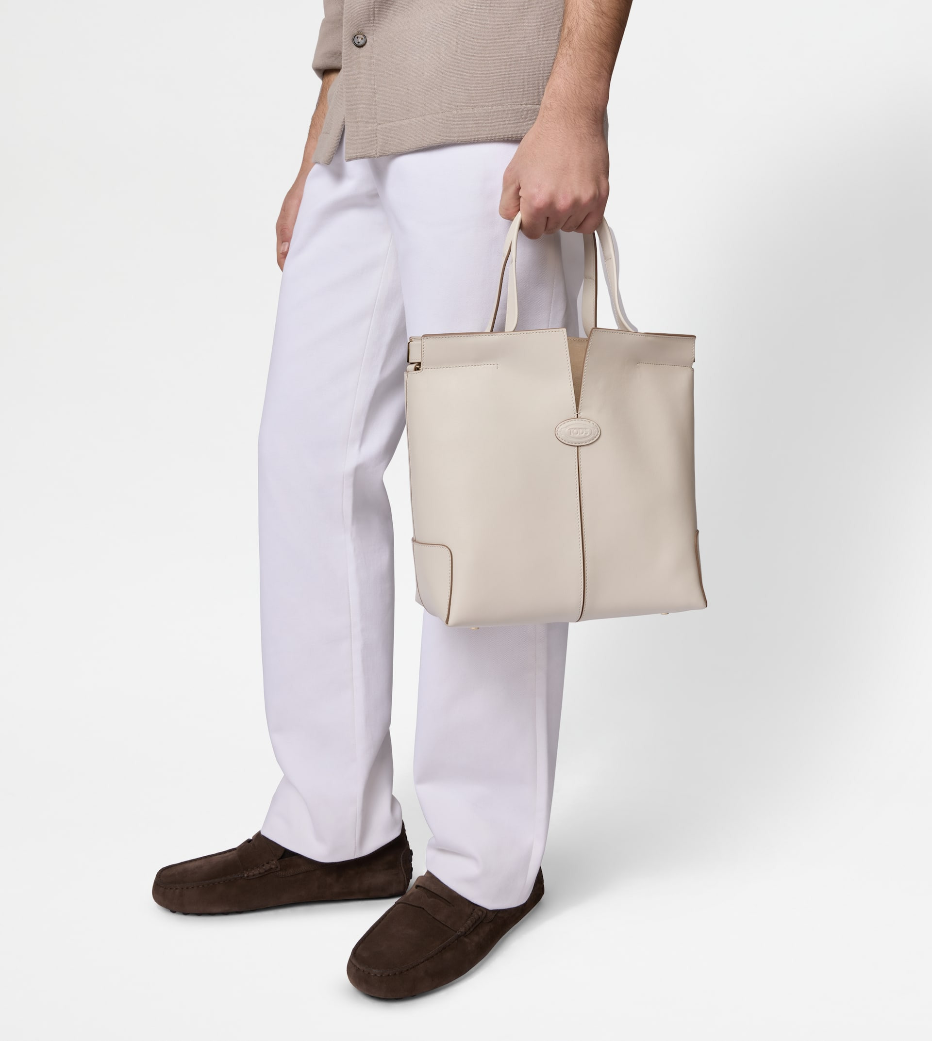 TOD'S DI BAG FOLIO IN LEATHER SMALL - OFF WHITE - 11