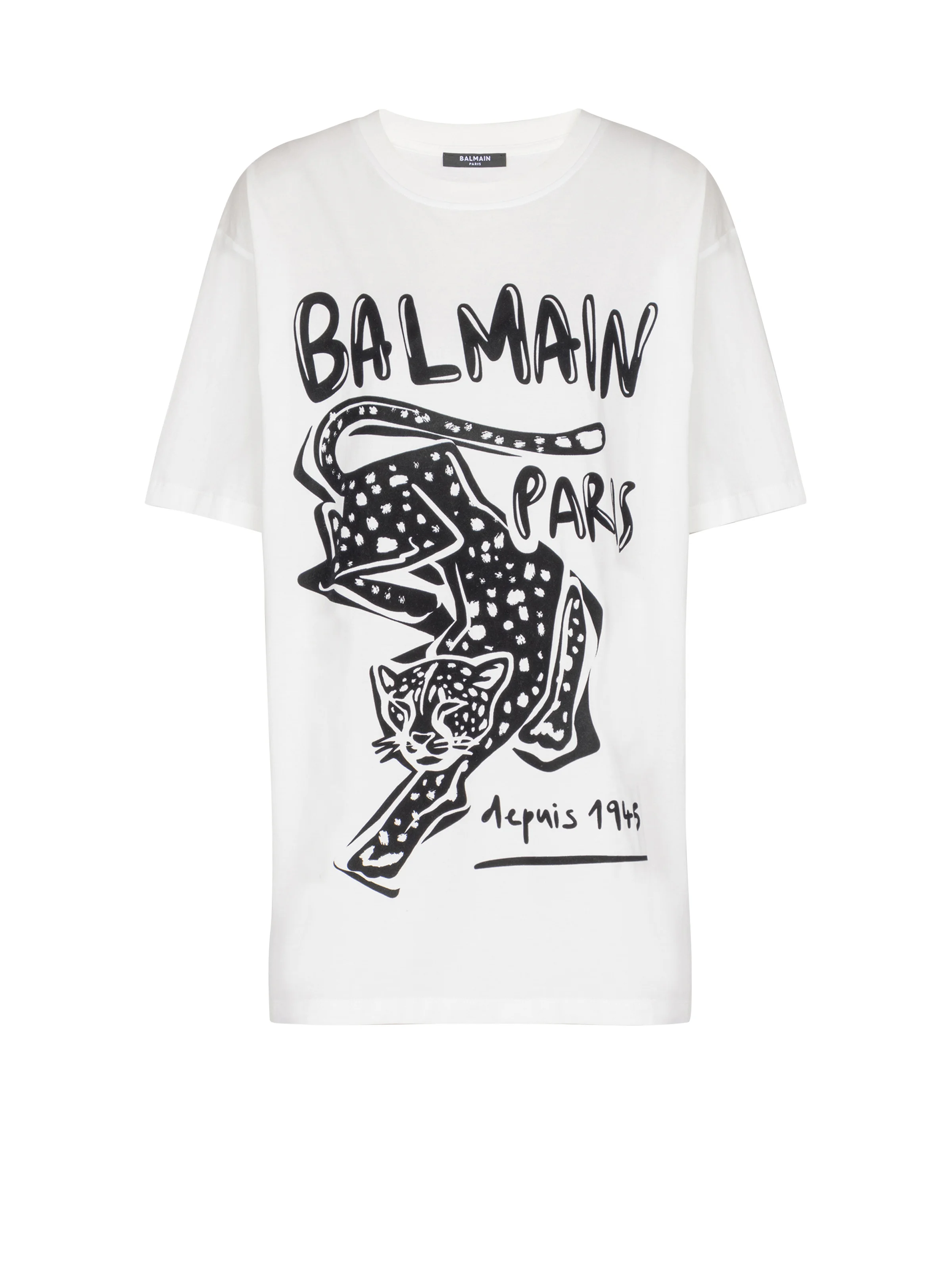 Short-sleeved T-shirt with leopard print - 1