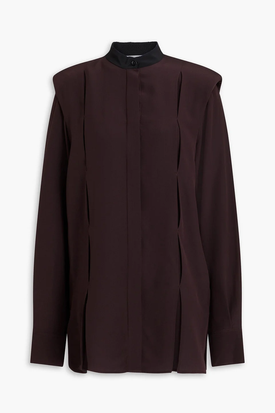 Pleated silk crepe de chine blouse - 1