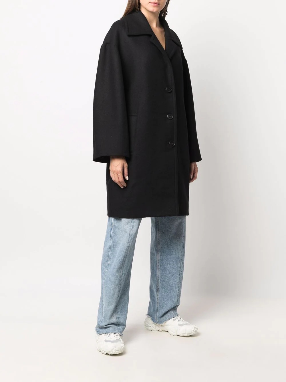 logo-print oversized coat - 3