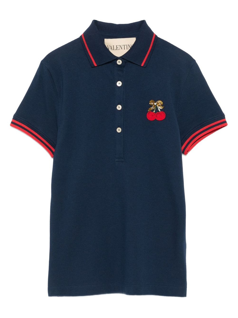 cherry-embellished polo top 1