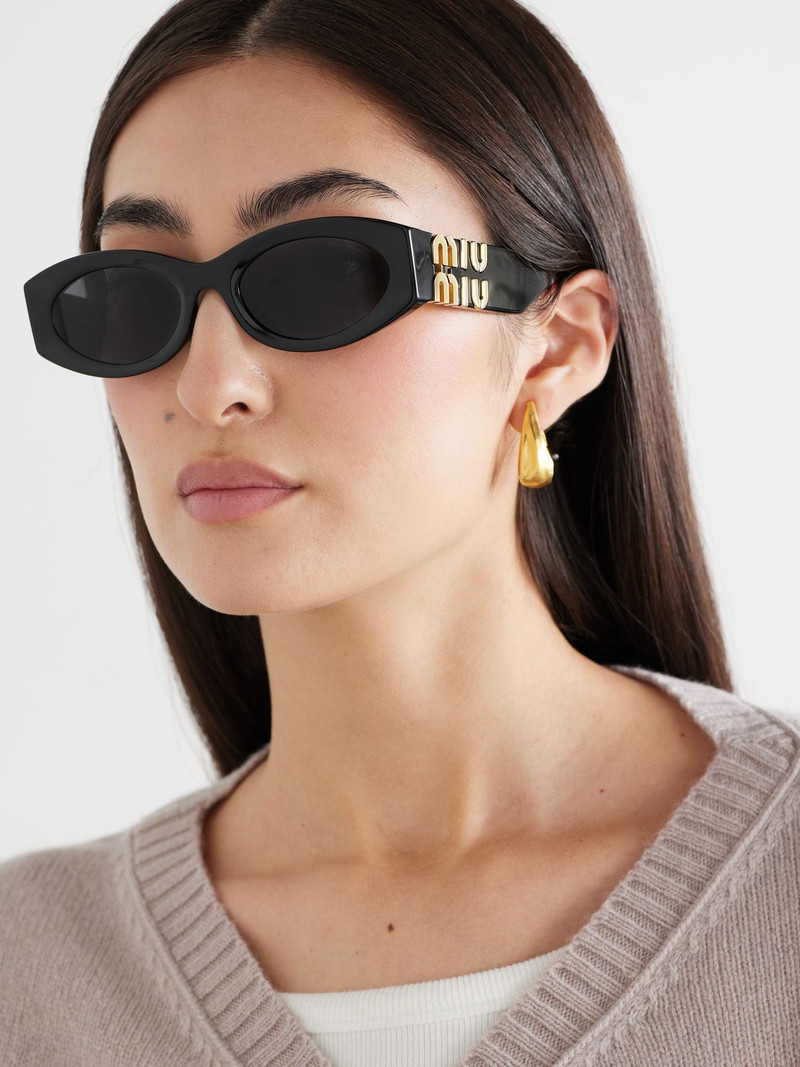 Miu Miu Glimpse oval-frame acetate sunglasses Black outlook