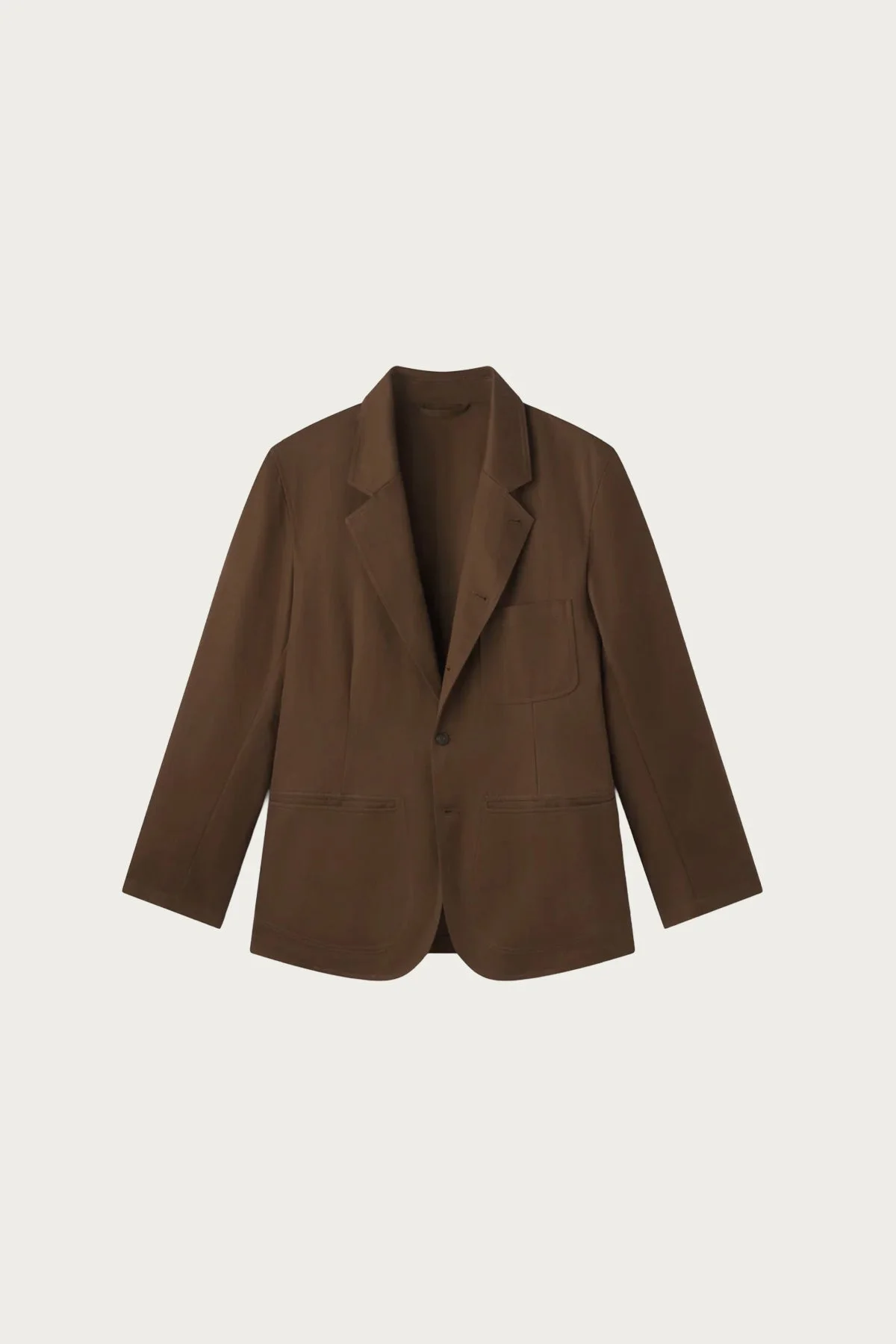 Cotton Linen Suit Jacket - Brown - 1
