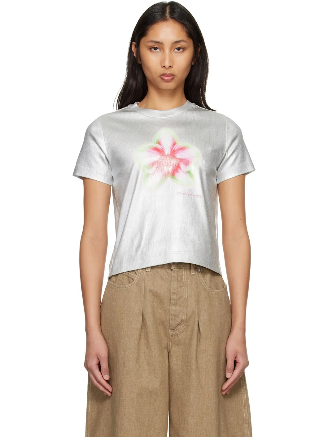 Silver Ribbed T-shirt - 1