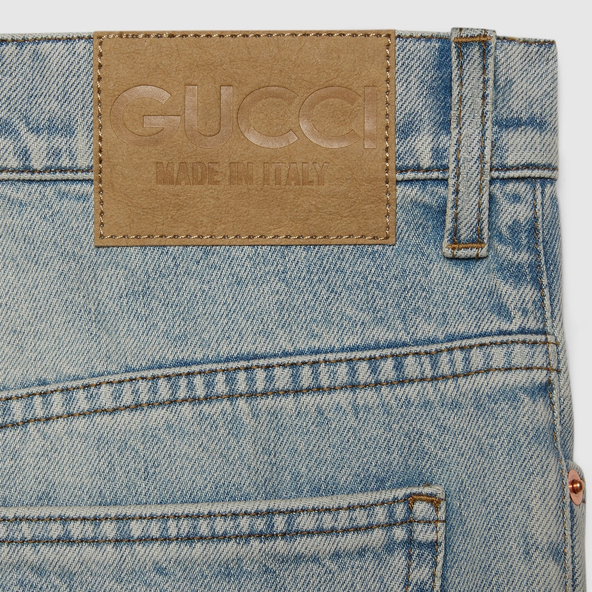 GUCCI Washed denim pant with GG turn ups | REVERSIBLE