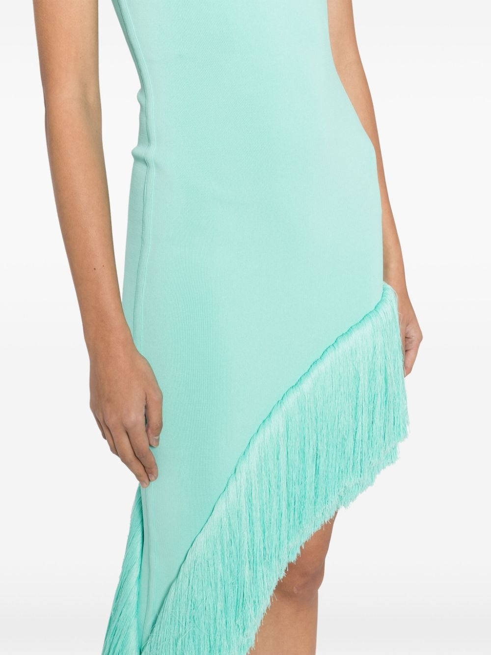 fringed asymmetric midi dress - 5