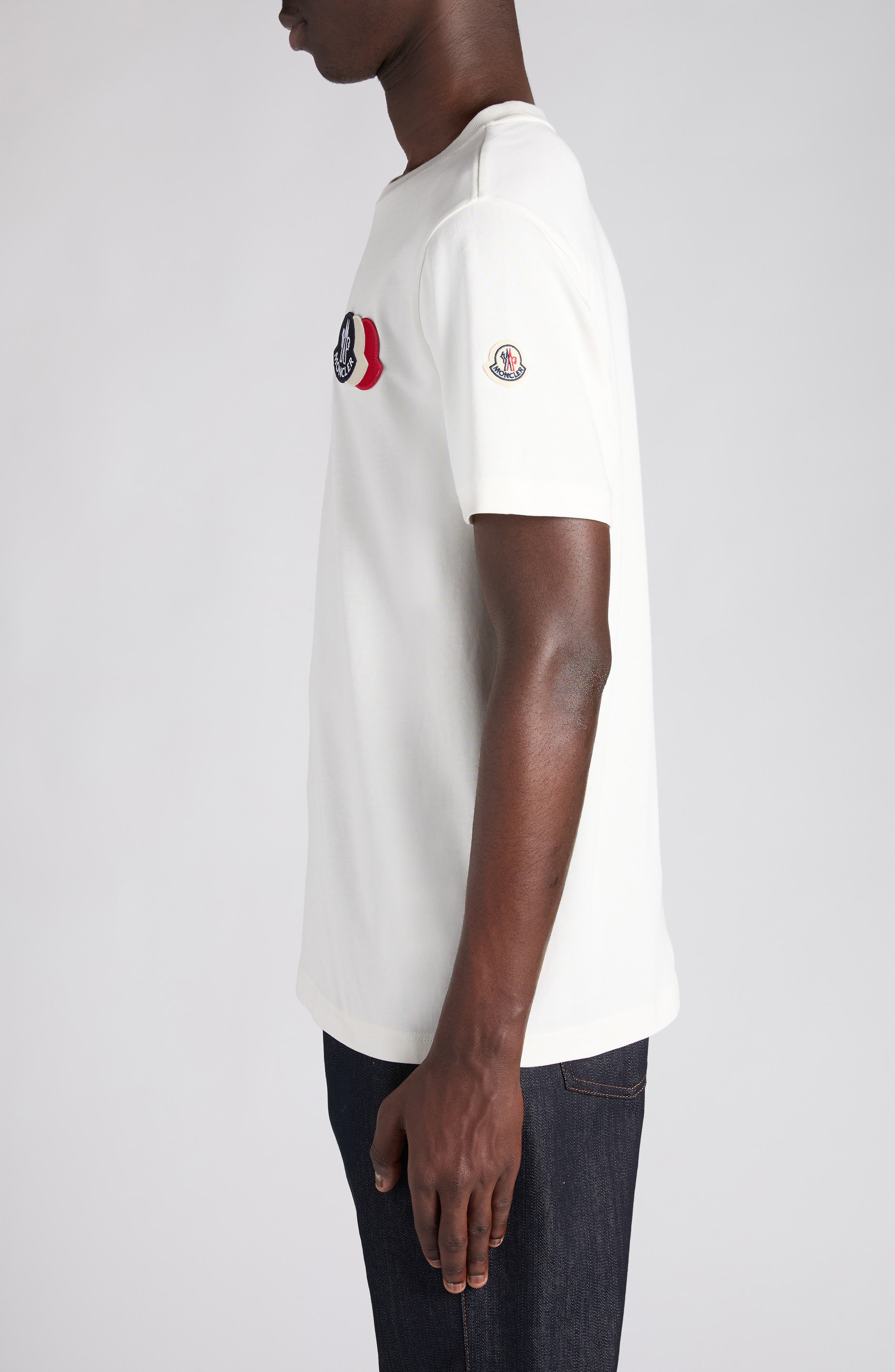 Moncler Logo Patch Cotton T-Shirt in Silk White at Nordstrom - 3