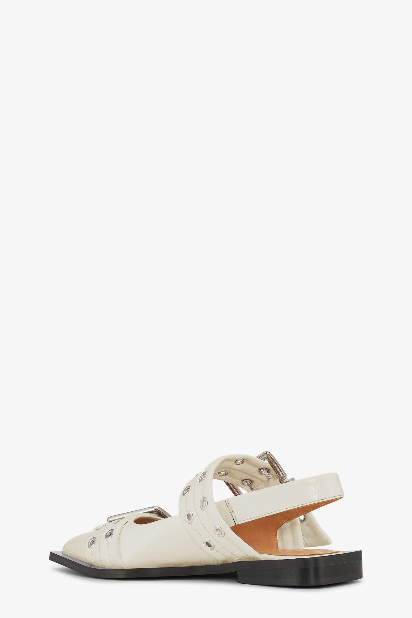 WHITE WIDE WELT BUCKLE BALLERINAS - 2