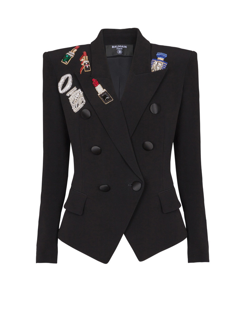 Fitted 6-button jacket with patches 1