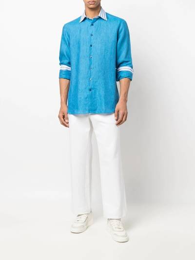 Etro stripe-trimmed linen shirt outlook