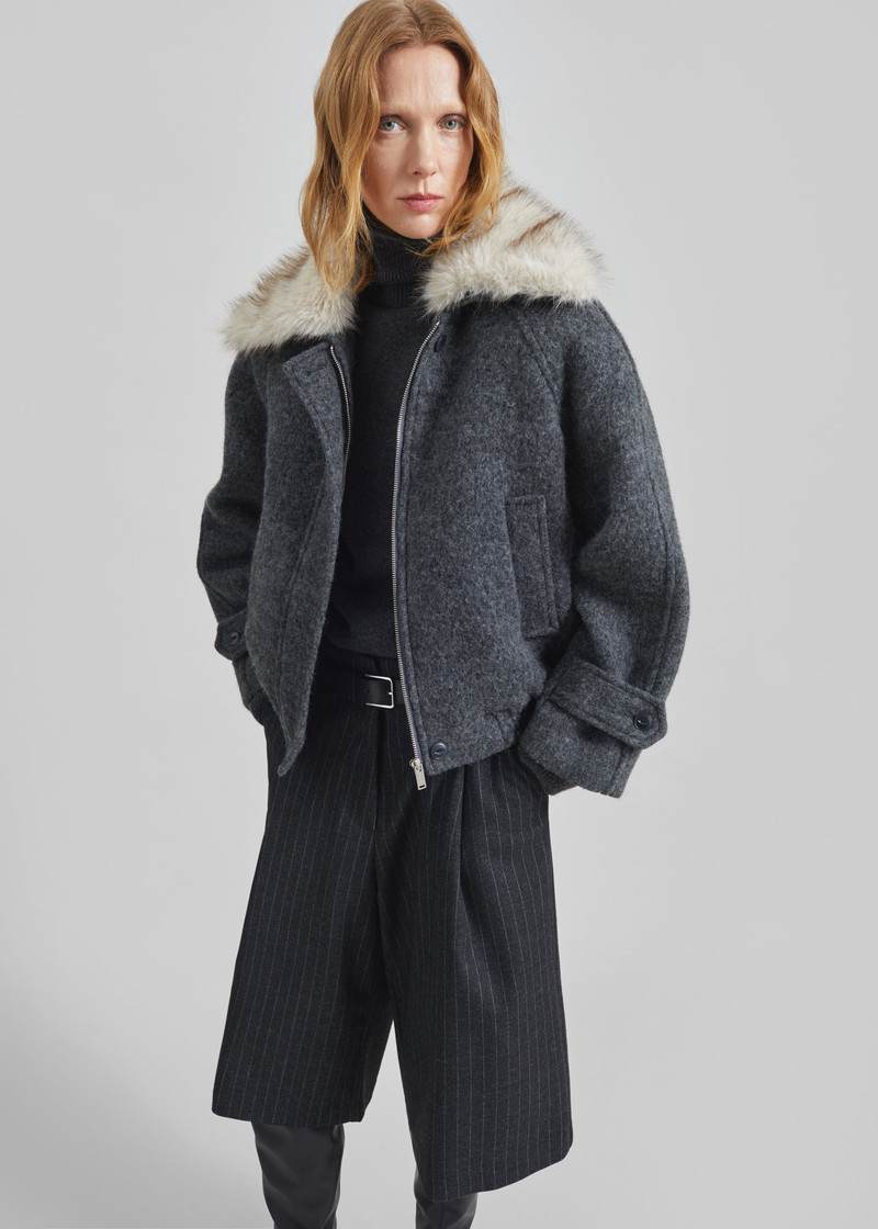 Nyborg Wool Quilted Jacket - Dark Grey 4