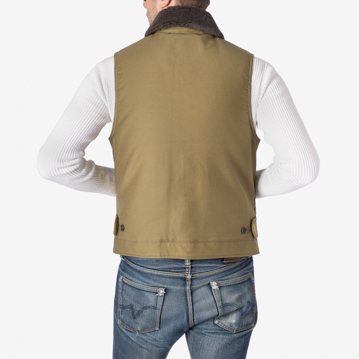 IHV-22-KHA Alpaca Lined Whipcord N1 Deck Vest - Khaki - 3