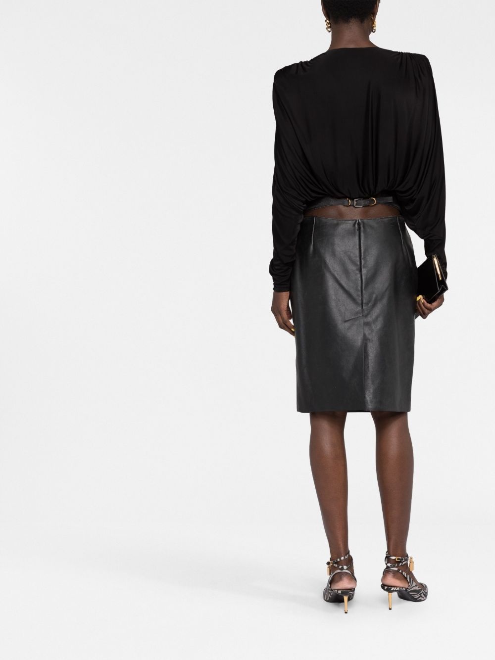 buckle-detail leather pencil skirt - 6