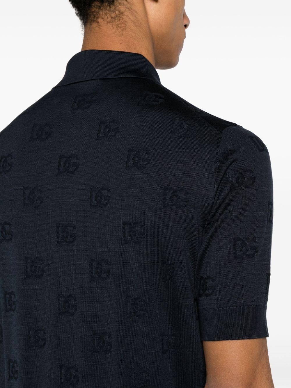 LOGO-JACQUARD SILK POLO SHIRT - 4
