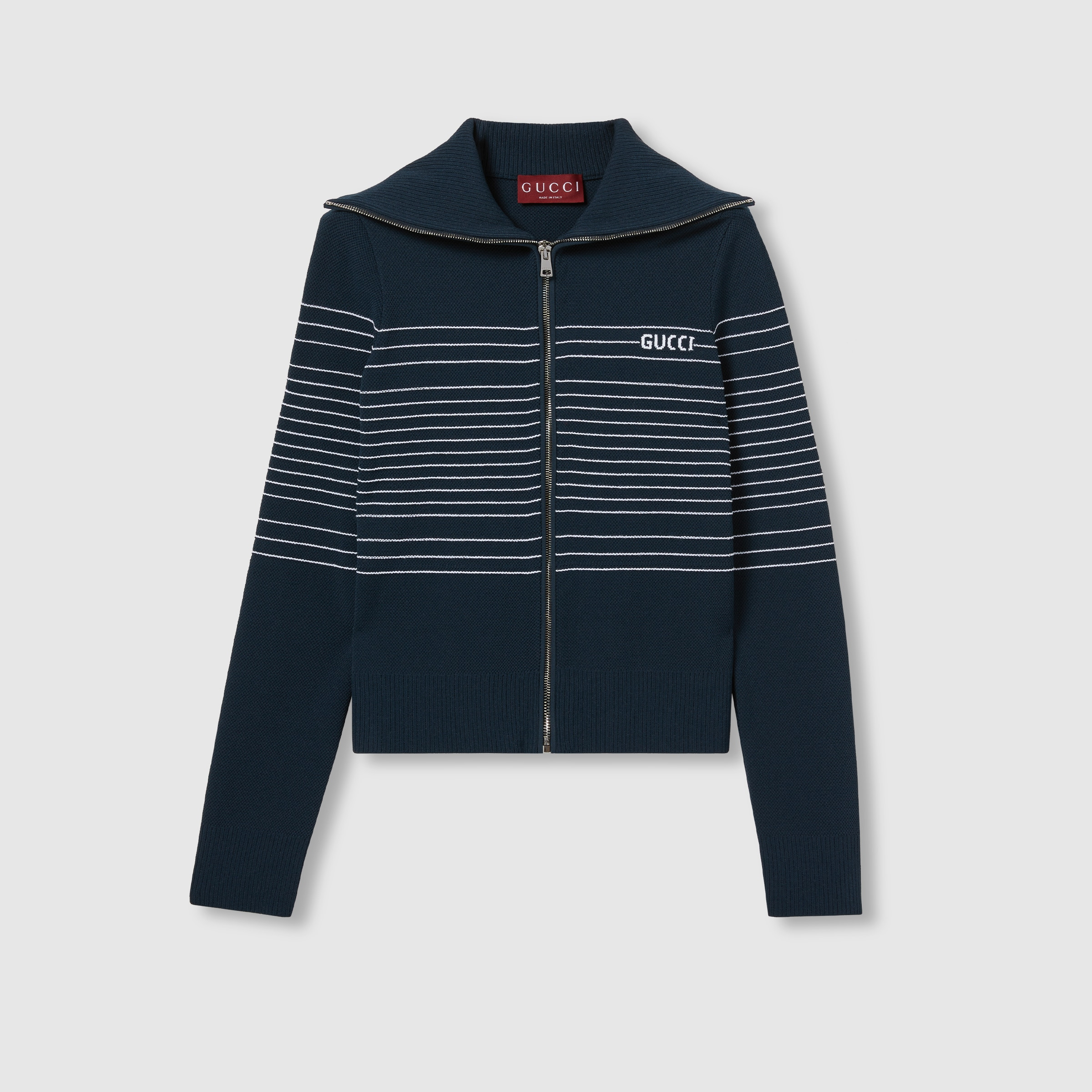 Fabric polo jacket with intarsia - 1