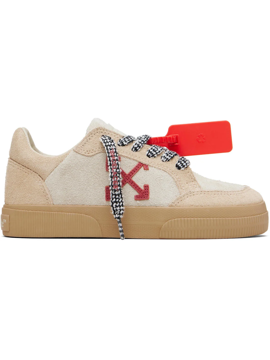 Beige Vulcanized Low Suede Sneakers - 1