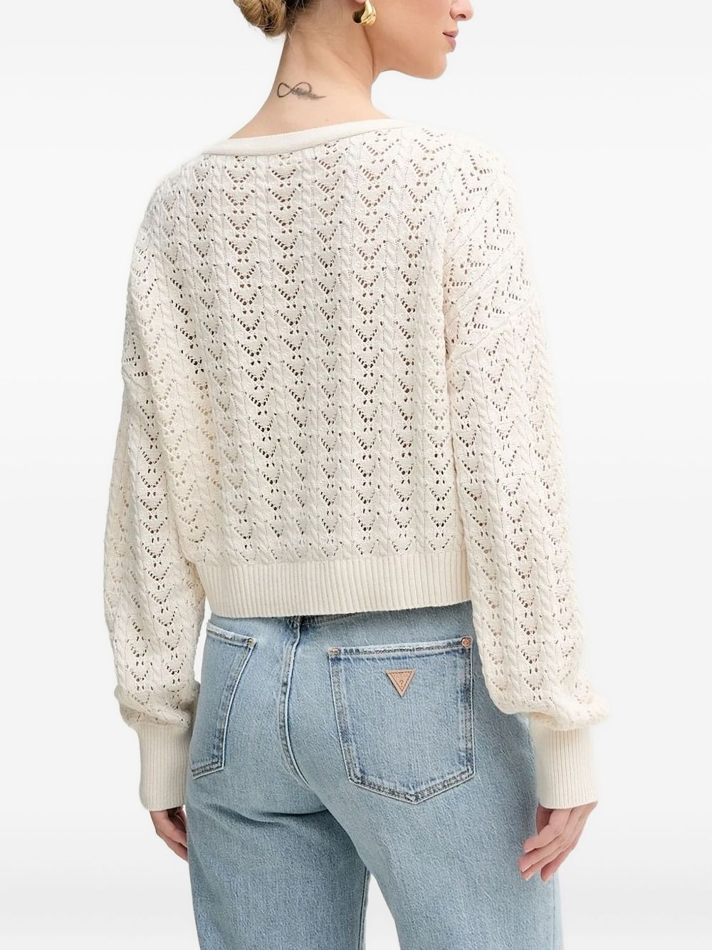 tie-front open-knit cardigan - 2