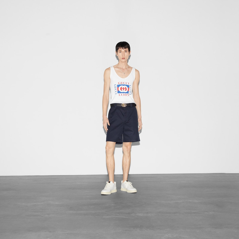 GUCCI Rib cotton tank top with Gucci print outlook