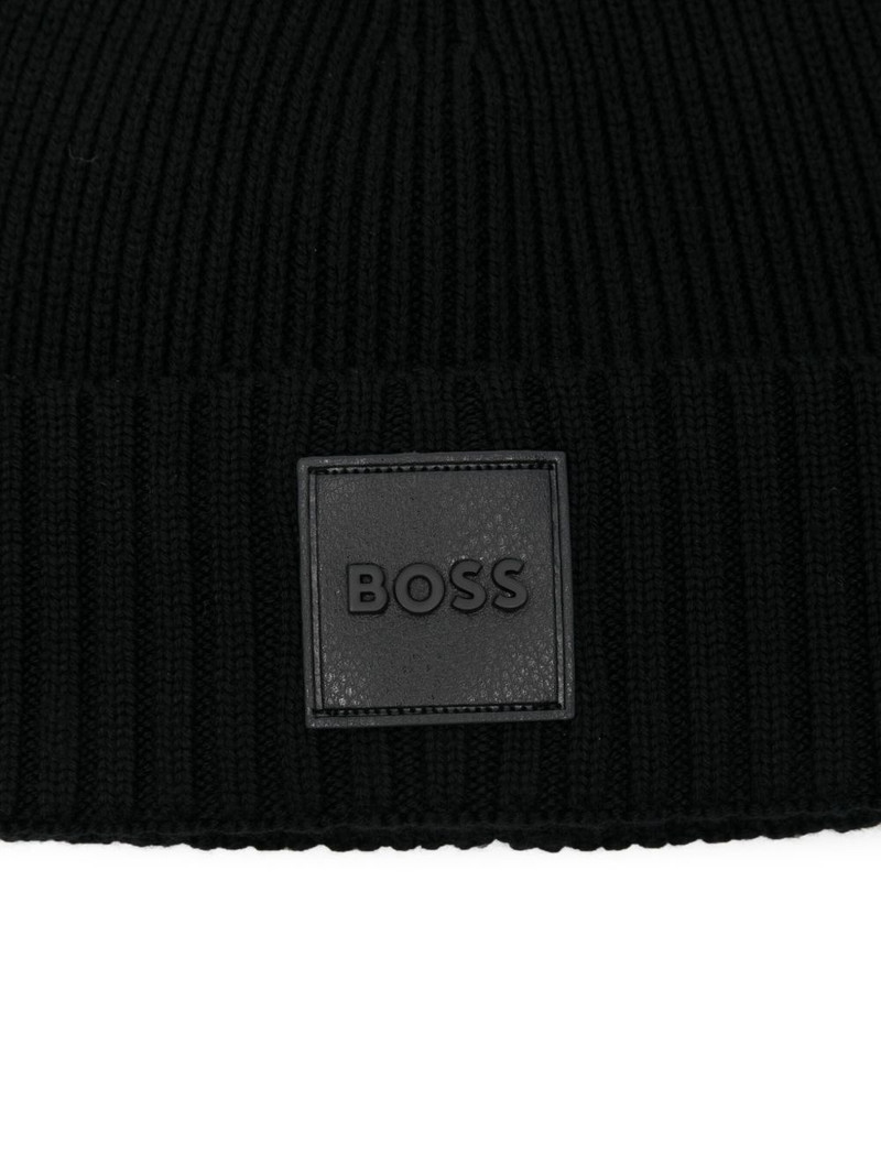 BOSS logo-patch beanie hat outlook