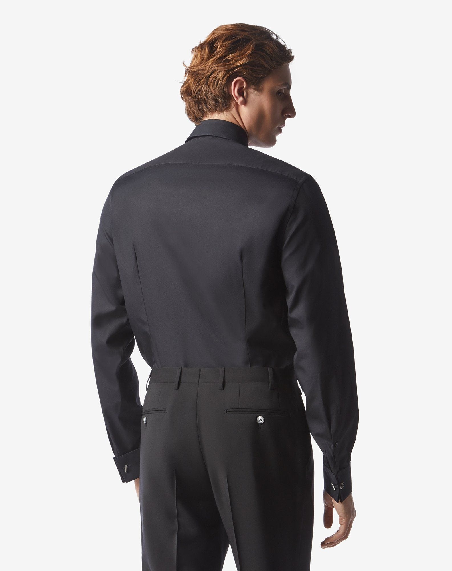 Black cotton poplin evening shirt - 4