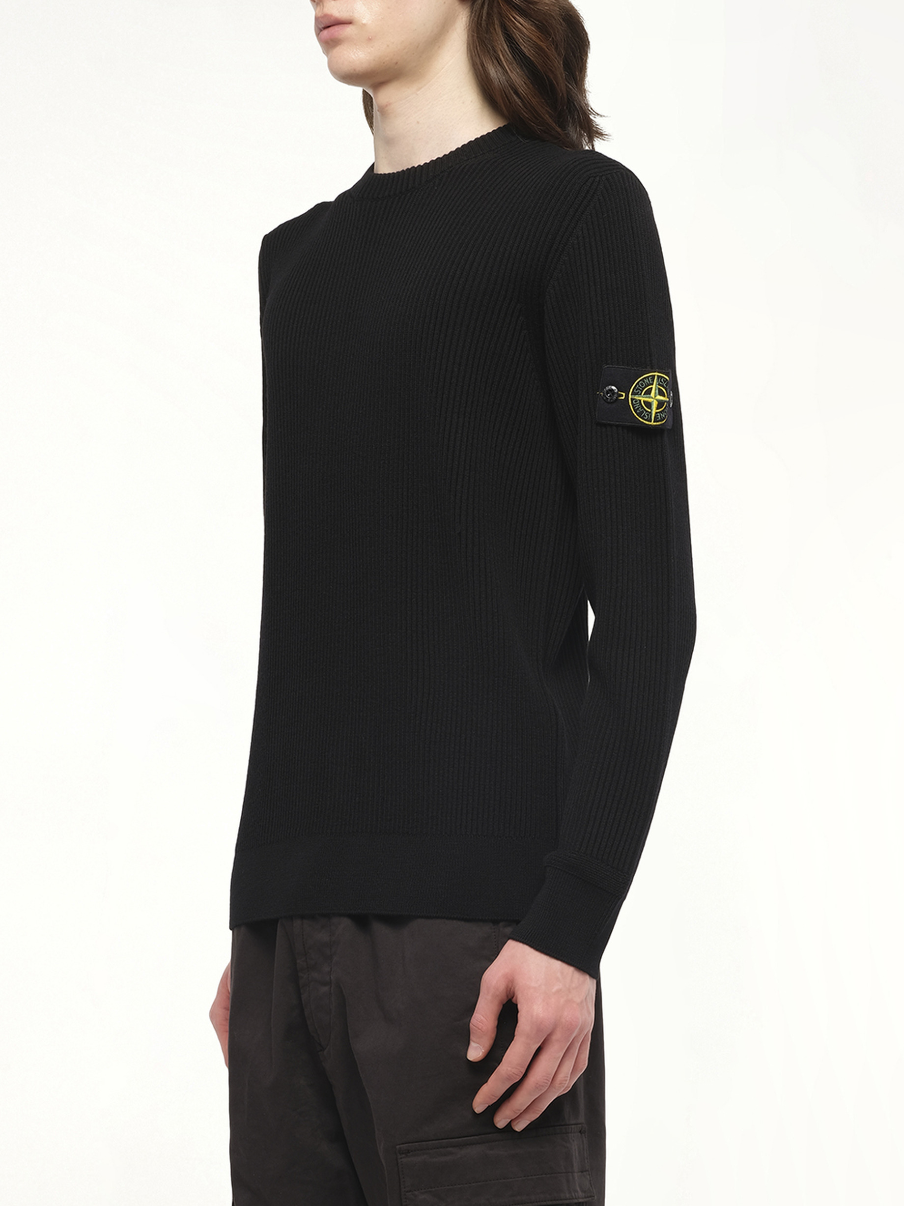 510005 Wool Crew Neck Sweater in Black - 5