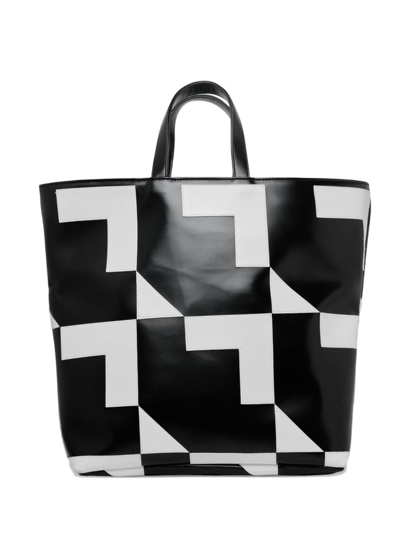 Comme Des Garçons geometric monochrome tote outlook