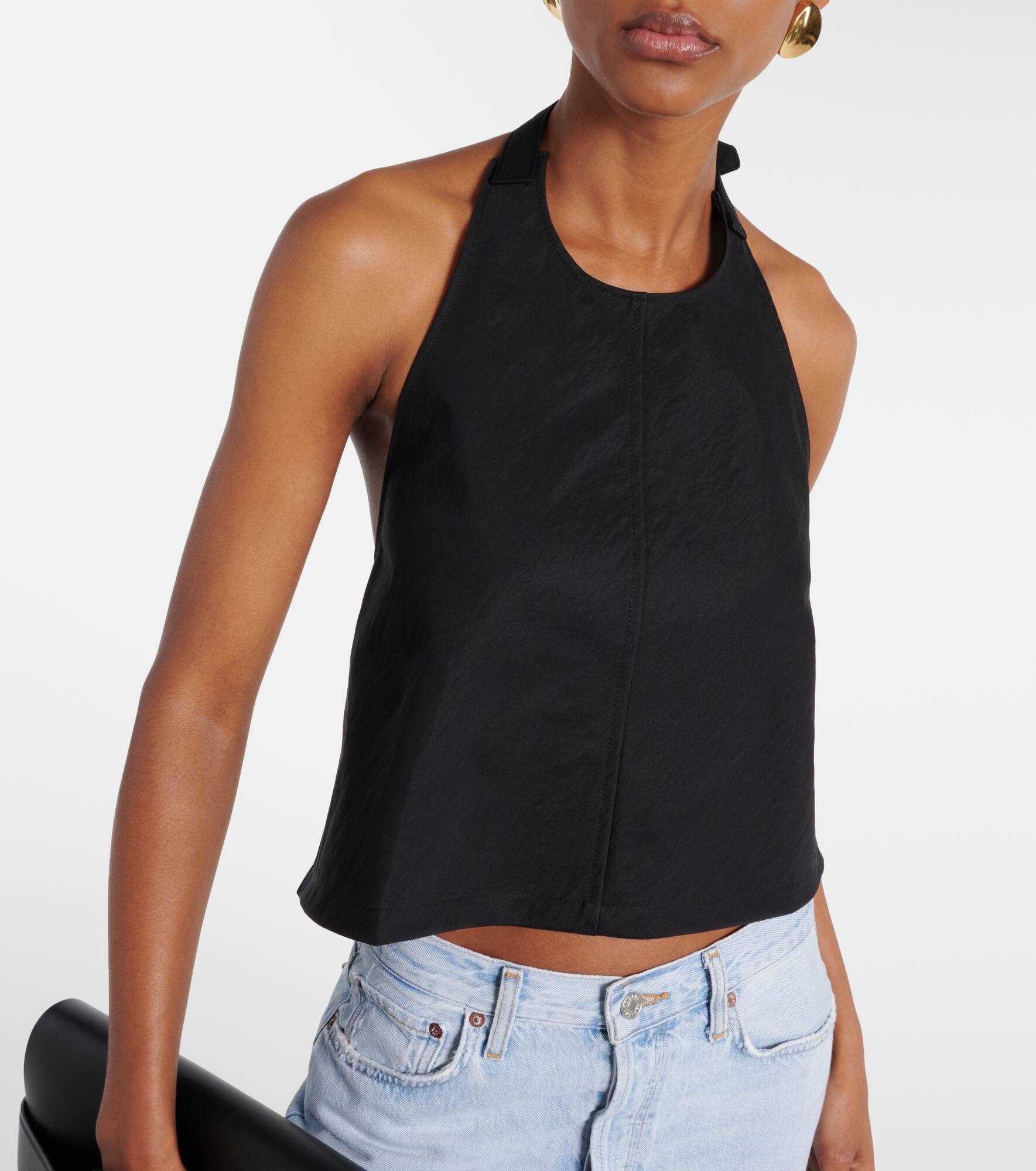 Drill halterneck cotton-blend twill top - 4