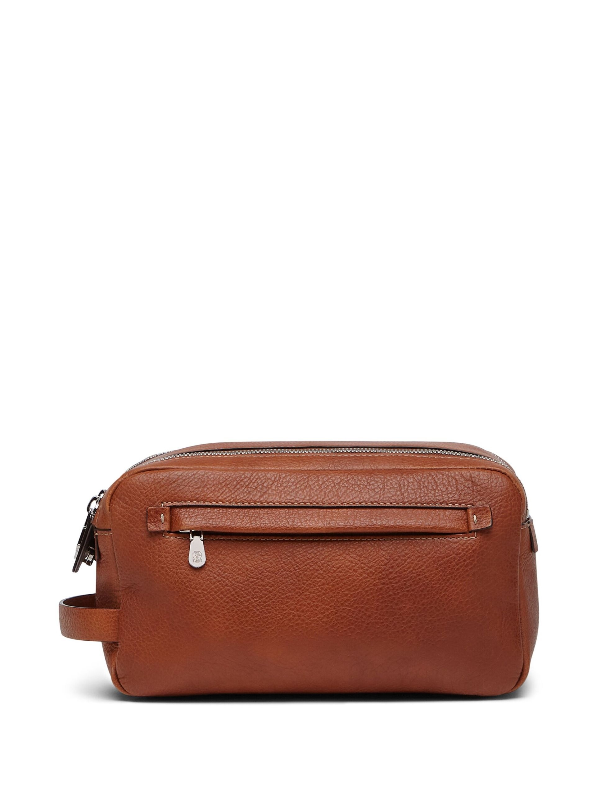 brown leather washbag - 1