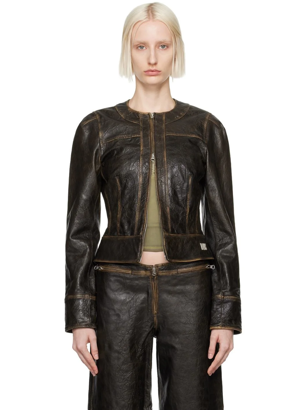 Brown SLK Leather Jacket - 1