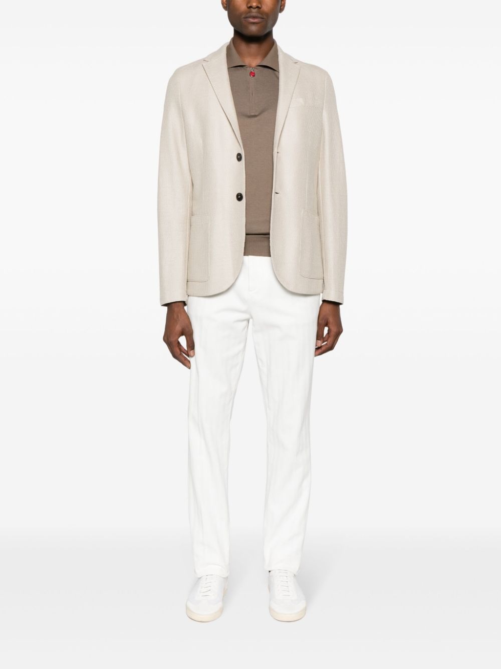 single-breasted linen blend blazer - 2