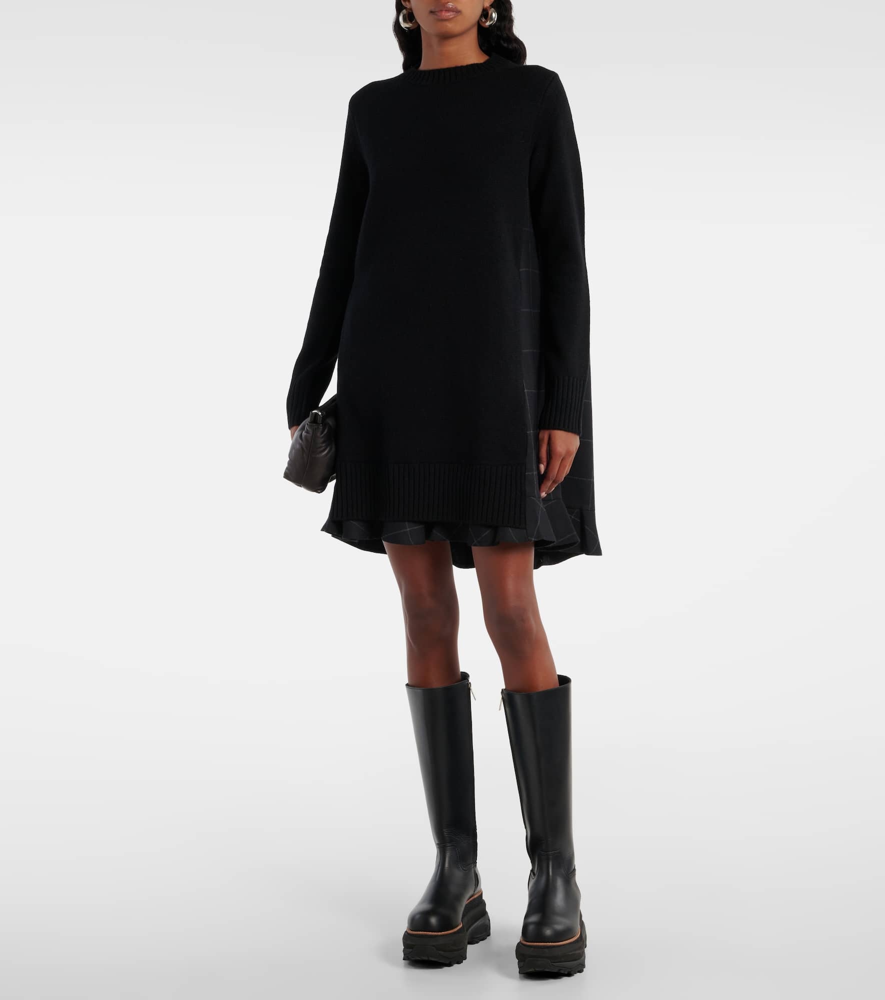 【sacai】Windowpane Knit Dress sacai Windowpane Knit Dress - 24-07576-001 | REVERSIBLE