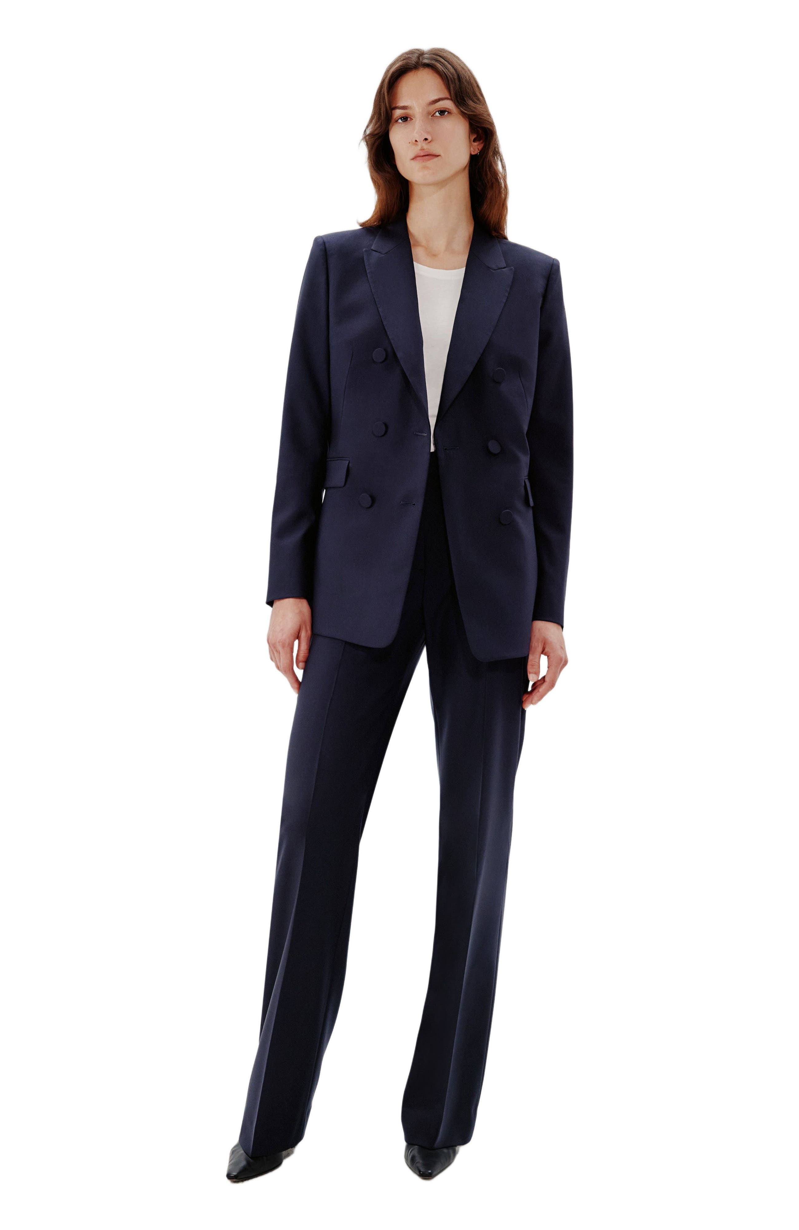 Another Tomorrow DOUBLE BREASTED JACKET in Navy at Nordstrom - 4