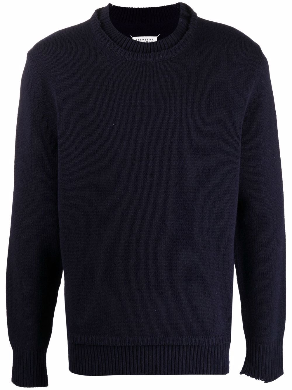 layered-collar elbow-patch distressed jumper - 1