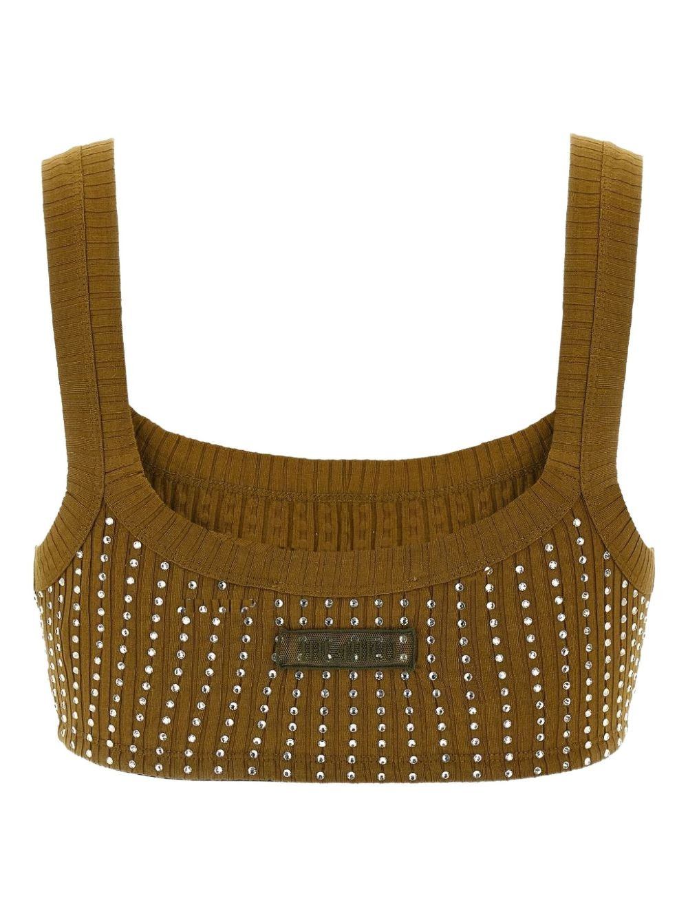 rhinestone-embellished ribbed top - 3
