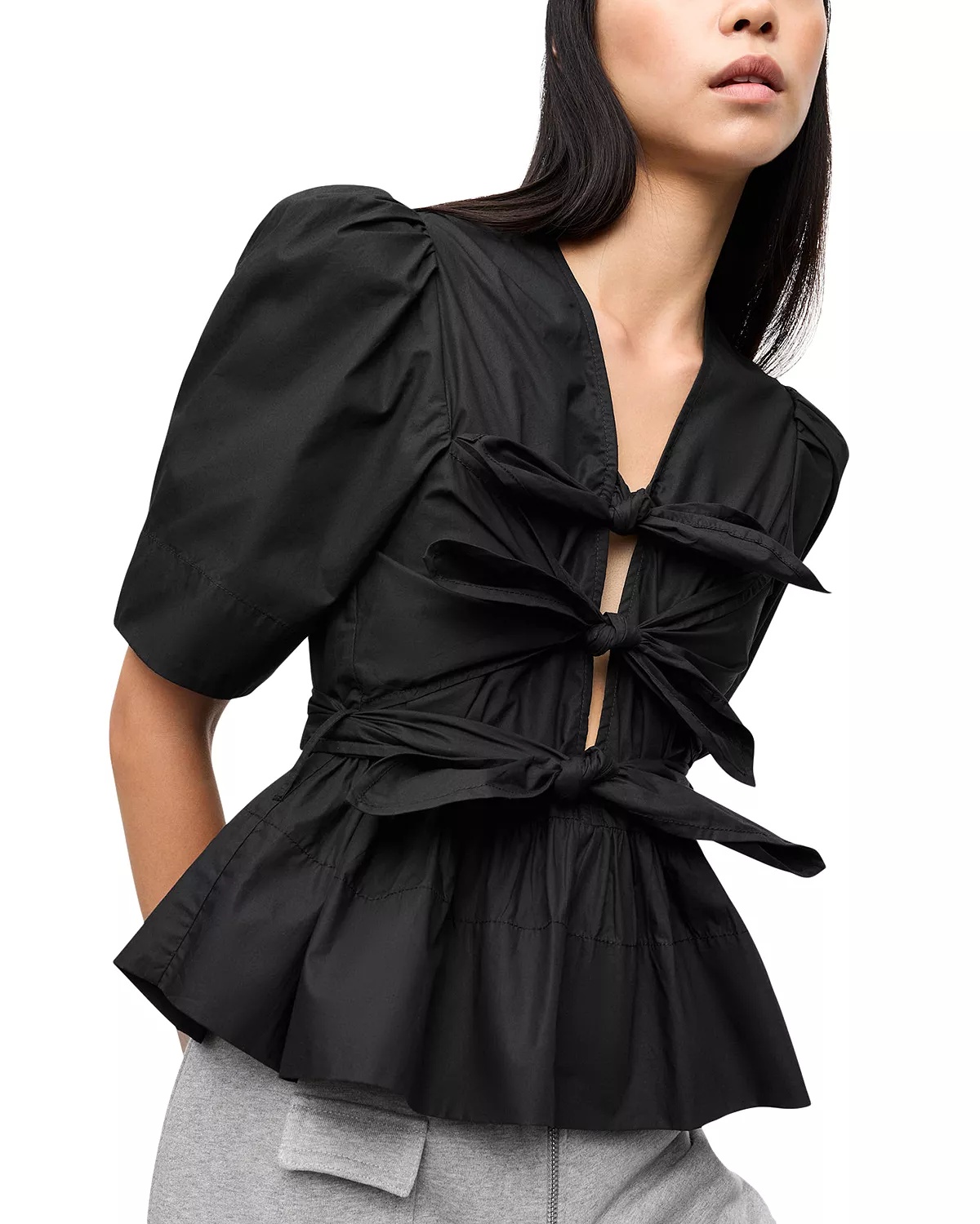 Tie Front Peplum Top - 4