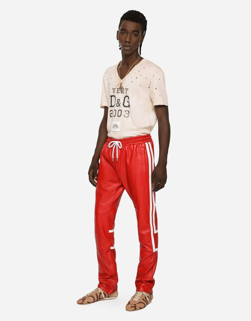 Coated faux leather jogging pants 5