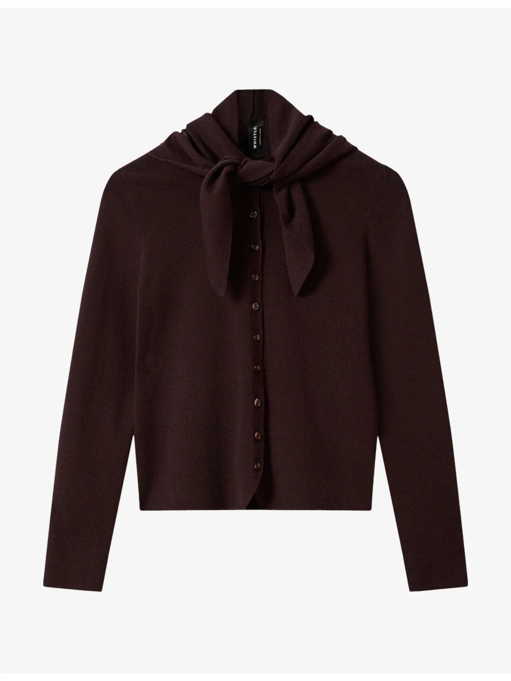 Scarf-Detail Round-Neck Cotton-Blend Cardigan - 1