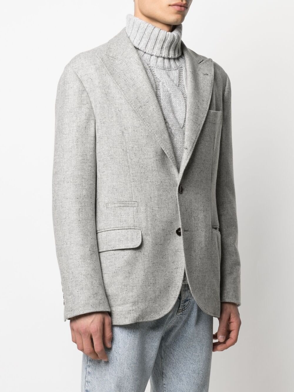 peak-lapel single-breasted blazer - 3