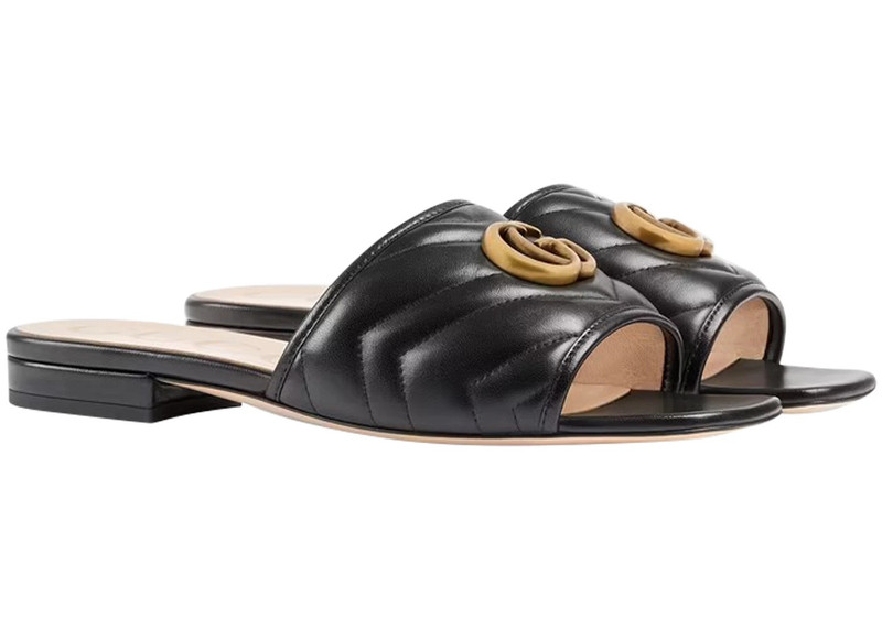 GUCCI Gucci Double G Slide Sandal Black Leather outlook