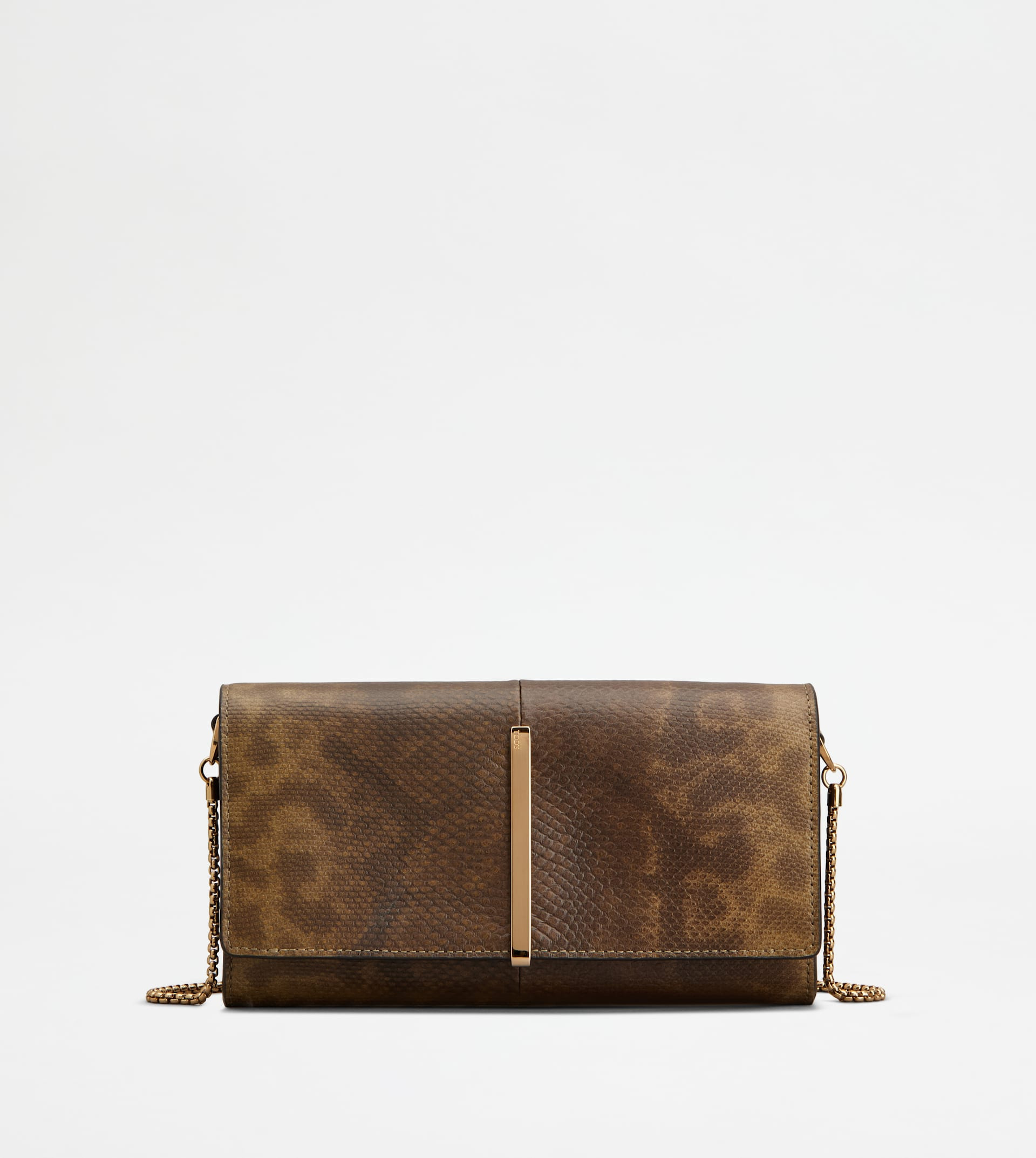 WALLET IN REPTILE WITH SHOULDER STRAP - BROWN - 1