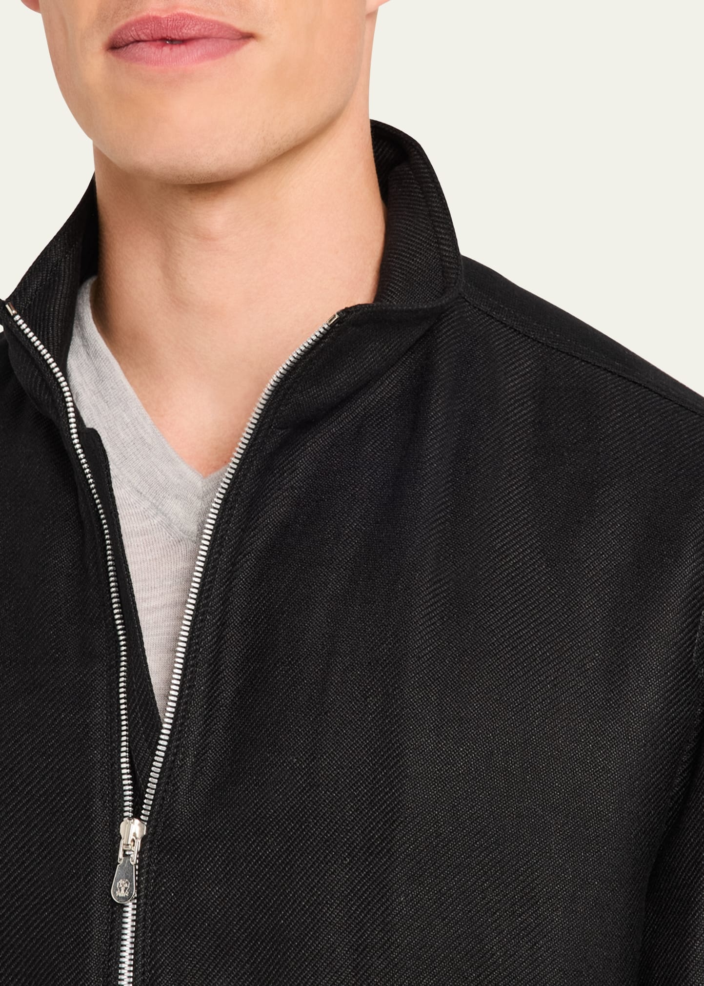 Men's Linen, Wool and Silk Full-Zip Blouson Jacket - 5