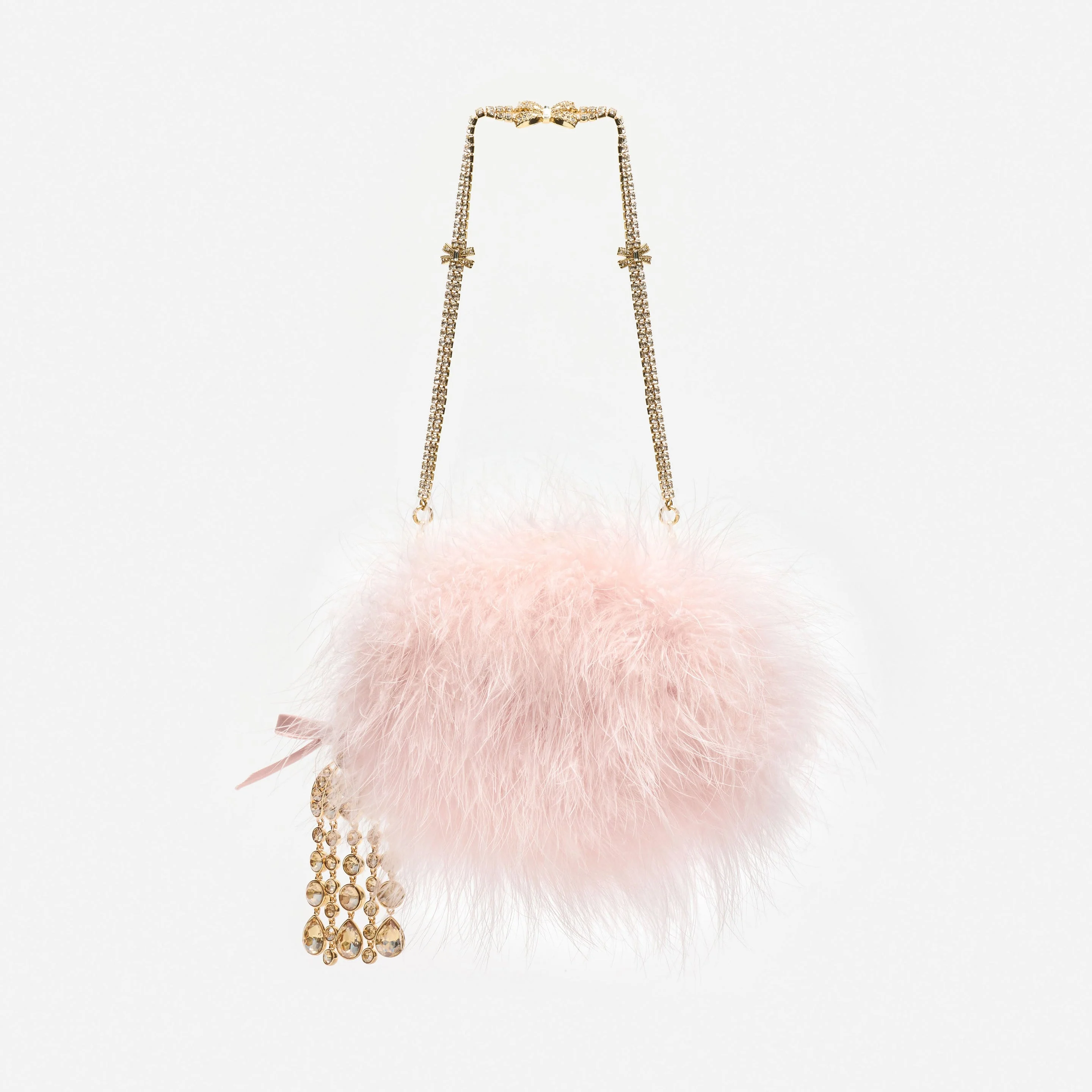 Pink Feather Clutch Bag - 1