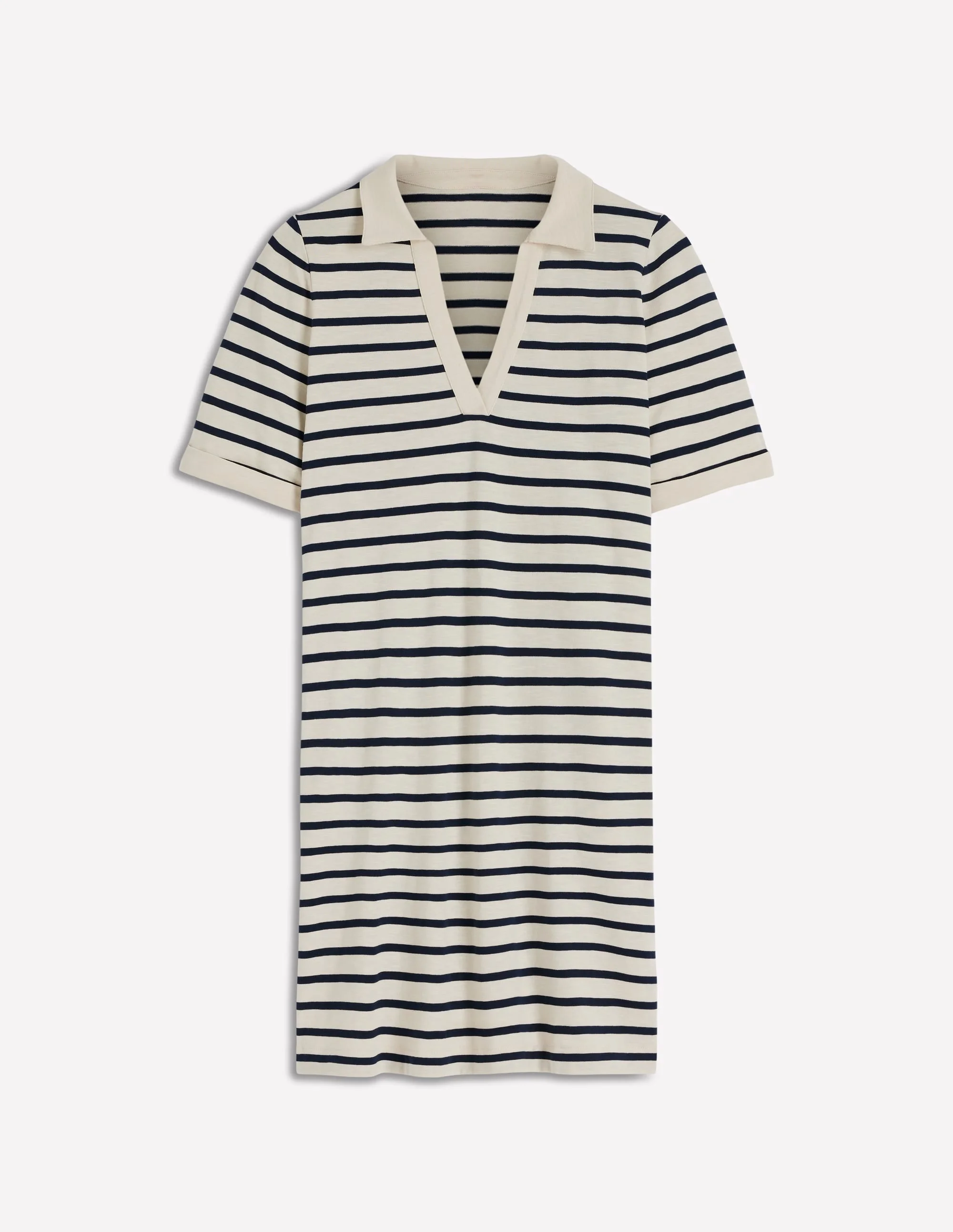 Tilda Jersey T-shirt Dress-Navy and Ivory Stripe - 1